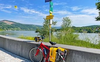 Signpost on the Danube Cycle Path