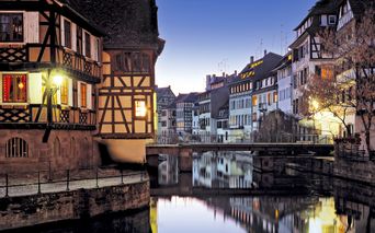Fachwerkhäuser im Stadtviertel Petit France in Straßburg