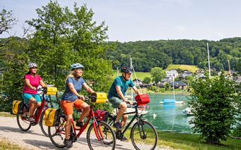 Cyclists with a view of the Mattsee