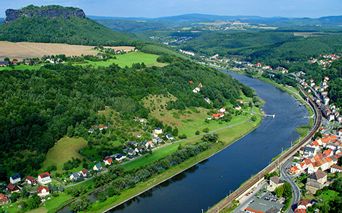 View from above to the river Elbe