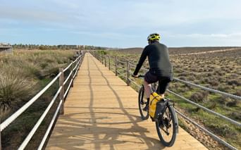 Cyclist in the Ria Farmosa Nature Park