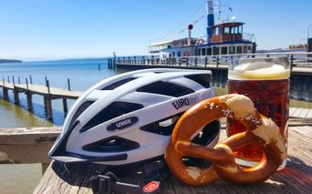 Break with beer and "brezel" on the lake Ammersee