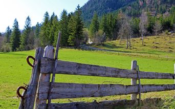 Wooden fence on the cycle path near Schliersee