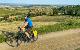 Cyclists out and about in the fields