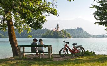 Break at Lake Bled with a view of Blejski Otok