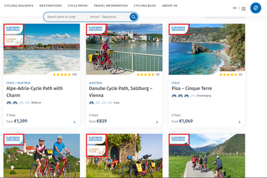 Eurobike original and charm badges in the travel search