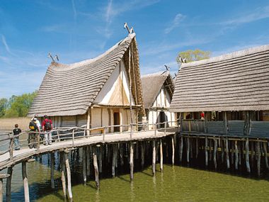 Pile dwellings in Uhldingen at Lake Constance