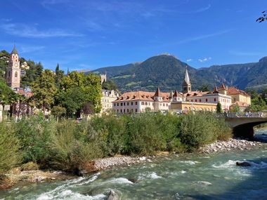 View of the river Adige and the town of Merano