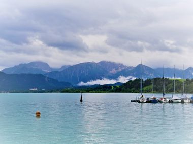 Forggensee with mountains