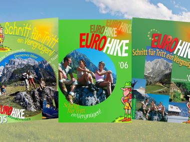 Eurohike Wanderreisen Katalogtitelseiten 2005 bis 2007