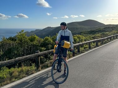 Cyclist on the coastal road