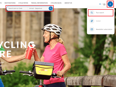 Eurobike tour search in the navigation bar