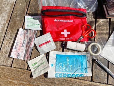 unpacked first aid kit