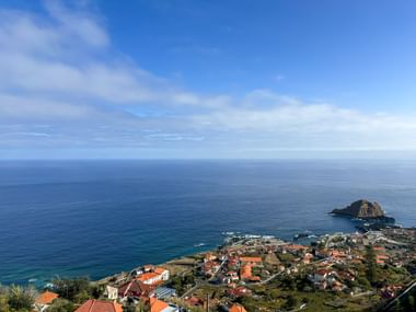 View of village by the sea