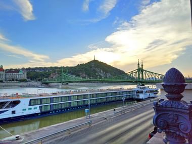 Boat landing stage on the Danube in Budapest Boat landing stage on the Danube in Budapest