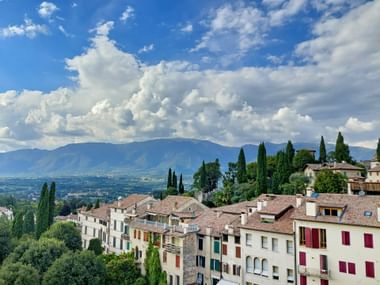 Distant view over Asolo with the town in the foreground