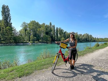 Cyclist on the Adige River