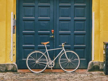 Bike in front of a house