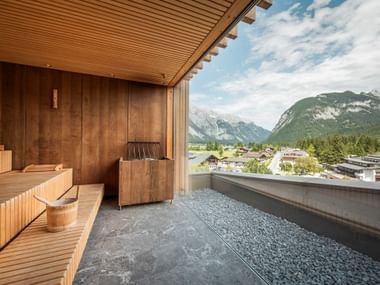 Sauna with mountain view Hotel Kristall
