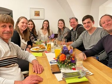 Group at dinner at the Braugasthof