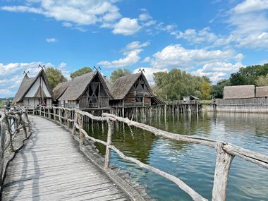 Stilt houses with a jetty on Lake Constance