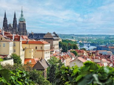 View of Prague Castle, St Vitus Cathedral and the Old Town