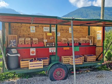 Typischer Obststand entlang der Strecke