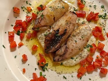 Dish with seafood