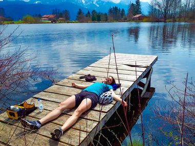 Rest on a footbridge