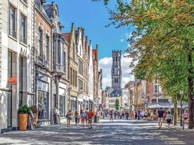 Bruges city centre with people
