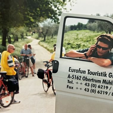 Mitarbeiterin Claudia als Eurobike Reiseleiterin in der Toskana