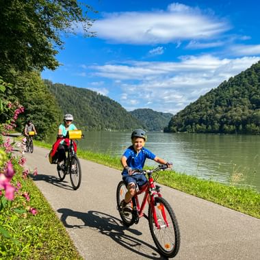 Family bike tour near Schlögen