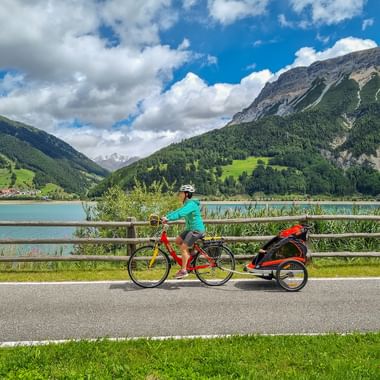 Family trip on the Adige cycle path