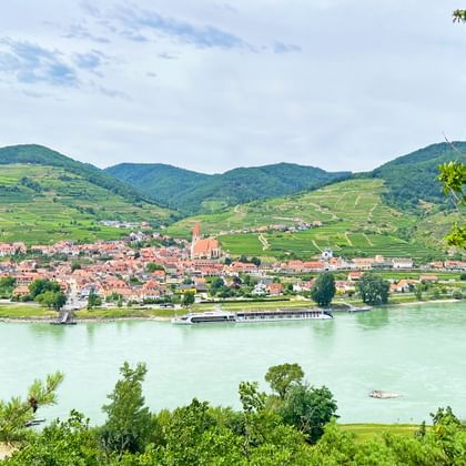 Danube view in Weissenkirchen with the MS Princess Katharina