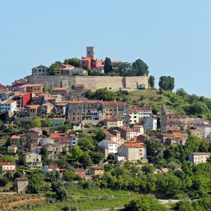 The charming town of Motovun on an isolated hill