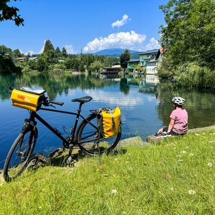 Pause am Bäckerteich in Velden