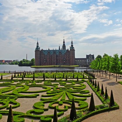 View over the baroque garden to Frederiksborg Castle in Hillerød