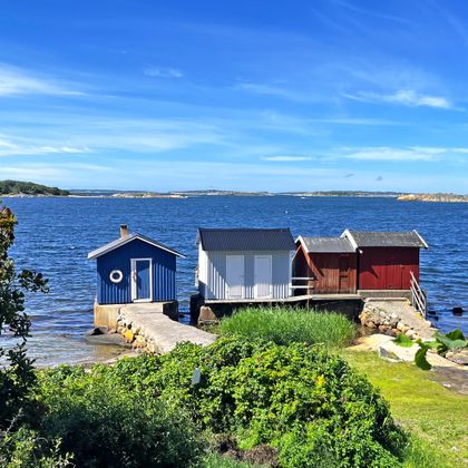 Colourful beach huts near Gothenburg