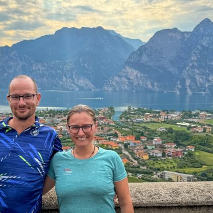 Happy cyclists on Lake Garda
