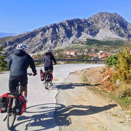 Cyclist at Bourolos Pass
