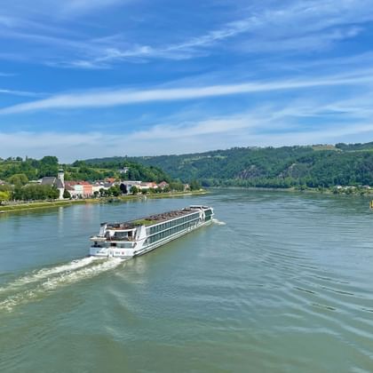 A river cruise ship on the Danube