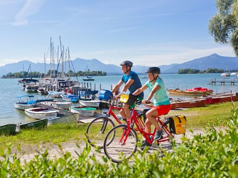 Cyclists in Gstadt at Lake Chiemsee