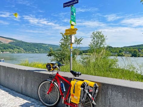 Signpost on the Danube Cycle Path