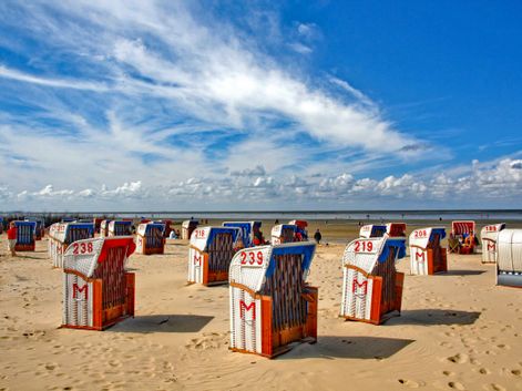 Beach chairs at a beach near Hamburg