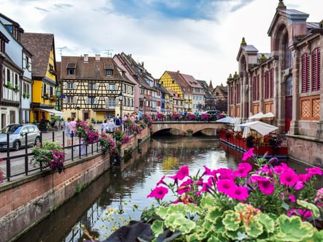 Fachwerkhäuser am Kanal in Colmar