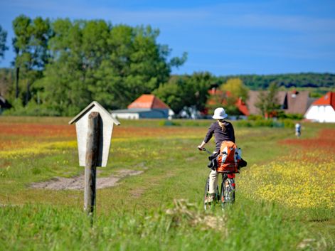 Radfahrerin am Ostsee Radweg