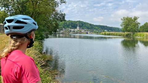 Cyclist looks out over the Loire