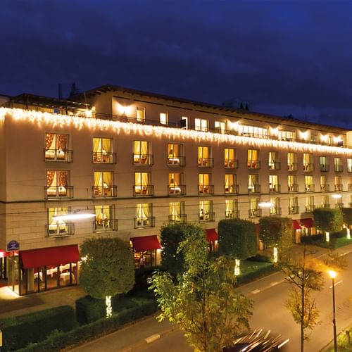 Hotel exterior view at night