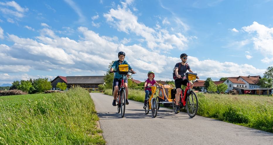 Family on the cycle path