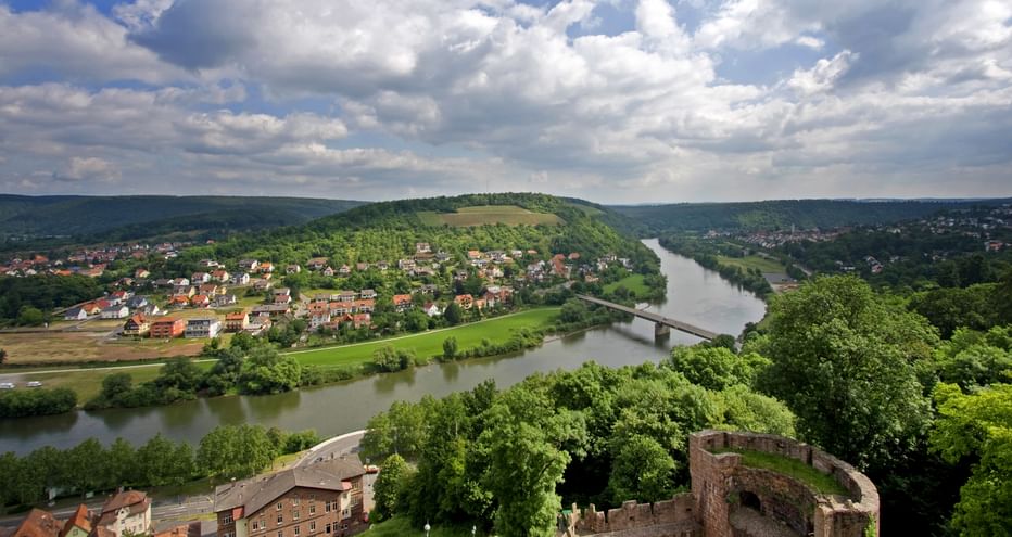 The Wertheim ruins with a panoramic view of the River Main